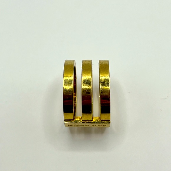Michael Kors Gold Tone Stack Ring. Tri-stack connected barrel ring - Picture 3 of 7
